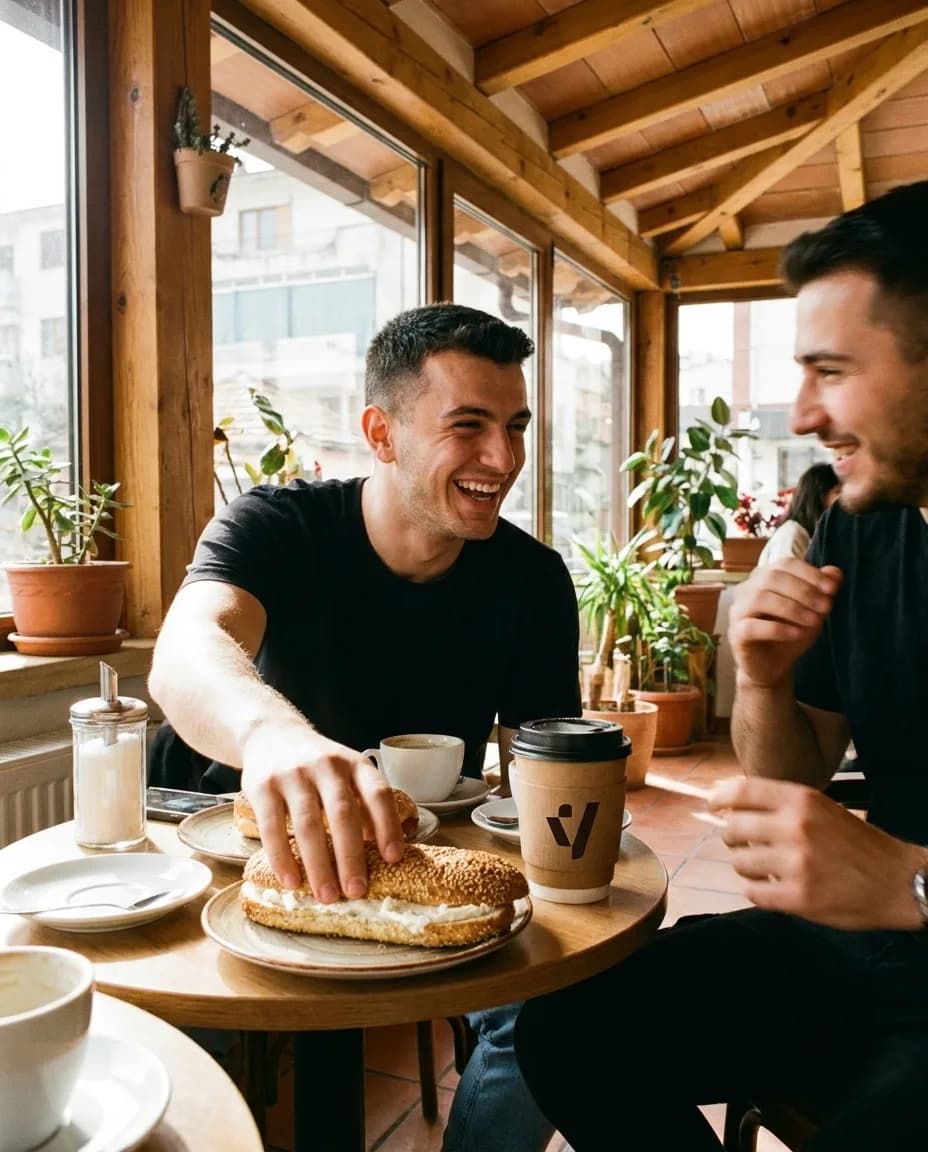 Bagel Philadelphia — e ndarë në tavolinë kafeneje