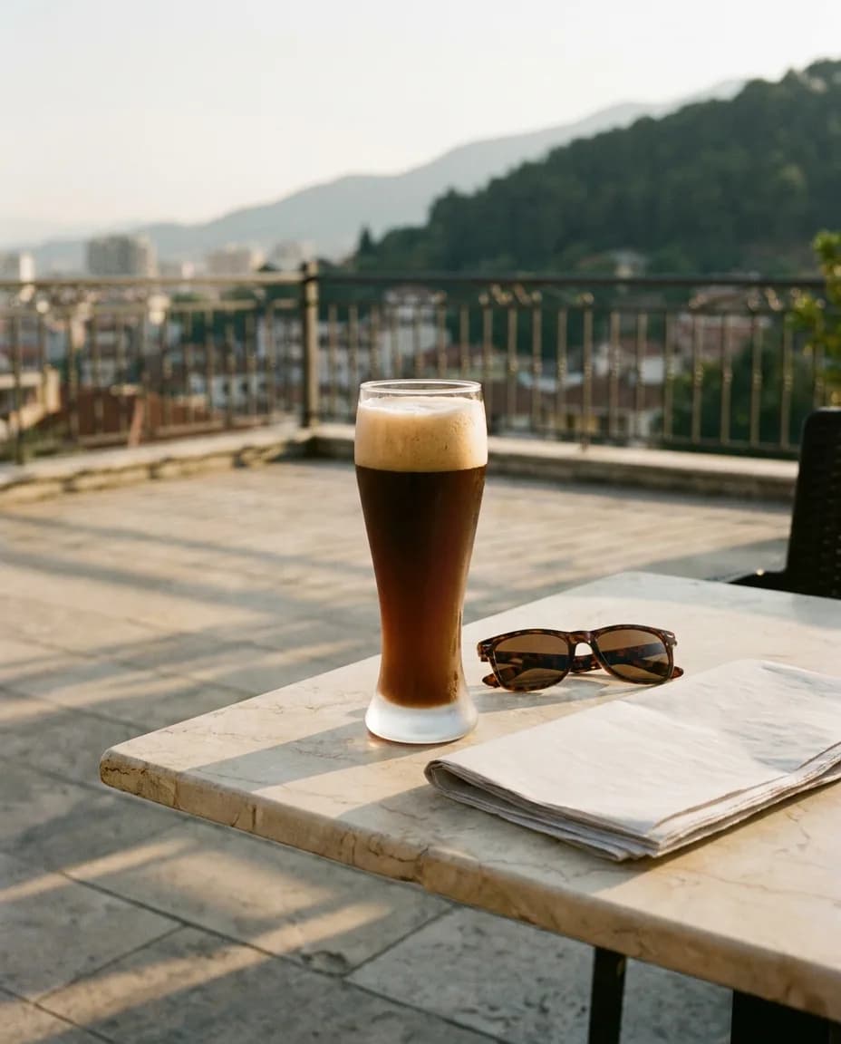 HB Schwarze Weisse — në një tavolinë kafeneje në Tiranë
