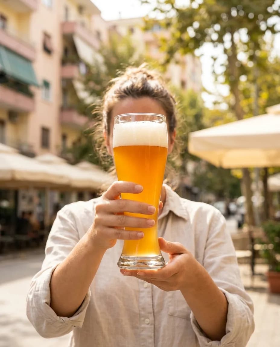 HB Münchner Weisse — në dorë në një rrugë të Tiranës