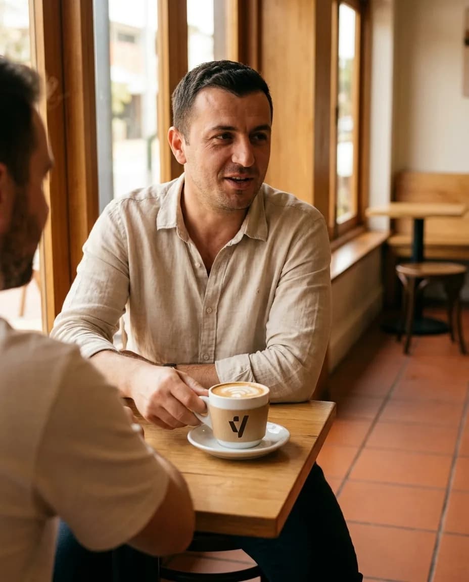 Kapuçino pa Kafeinë — e ndarë në tavolinë kafeneje