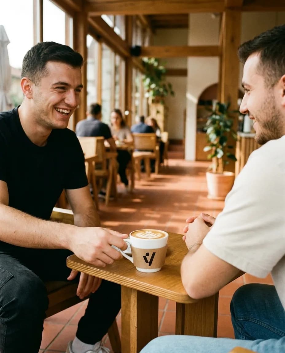 Kapuçino me Kafe — e ndarë në tavolinë kafeneje