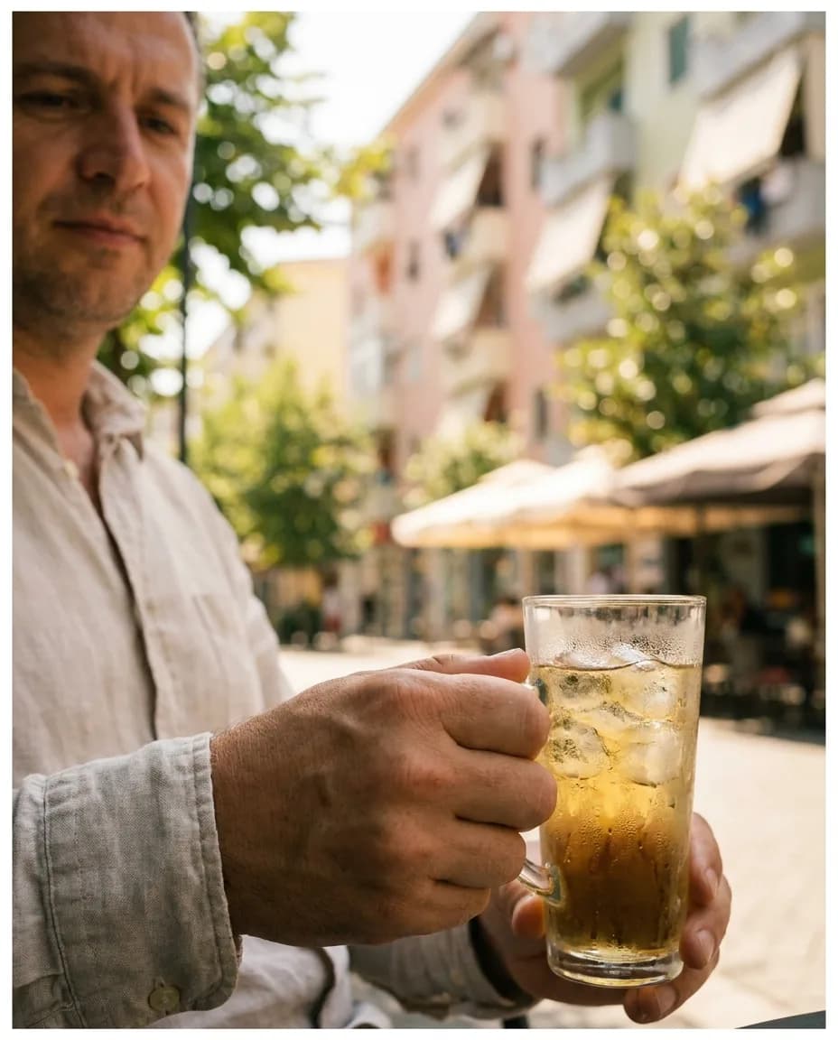 Red Bull — në dorë në një rrugë të Tiranës