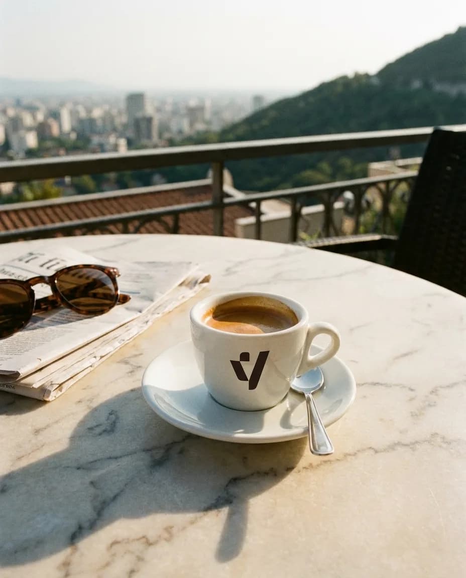 Kafe Espres — në një tavolinë kafeneje në Tiranë