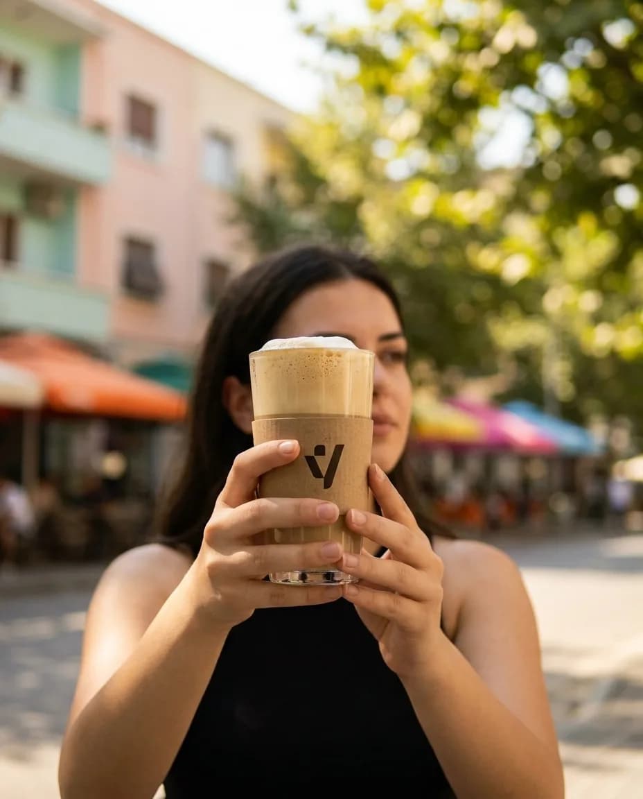 Kafe Frape me Baileys — në dorë në një rrugë të Tiranës
