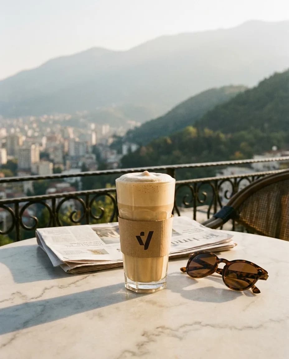 Kafe Frape me Baileys — në një tavolinë kafeneje në Tiranë