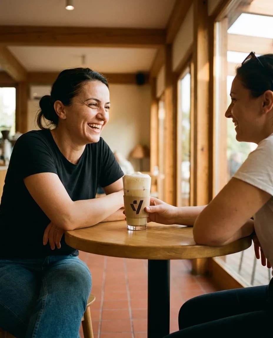 Kafe Frape me Baileys dhe Qumësht — e ndarë në tavolinë kafeneje