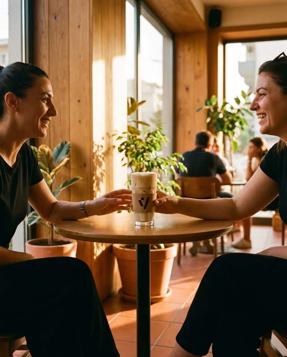 Kafe Frape Nescafe me Qumësht — e ndarë në tavolinë kafeneje