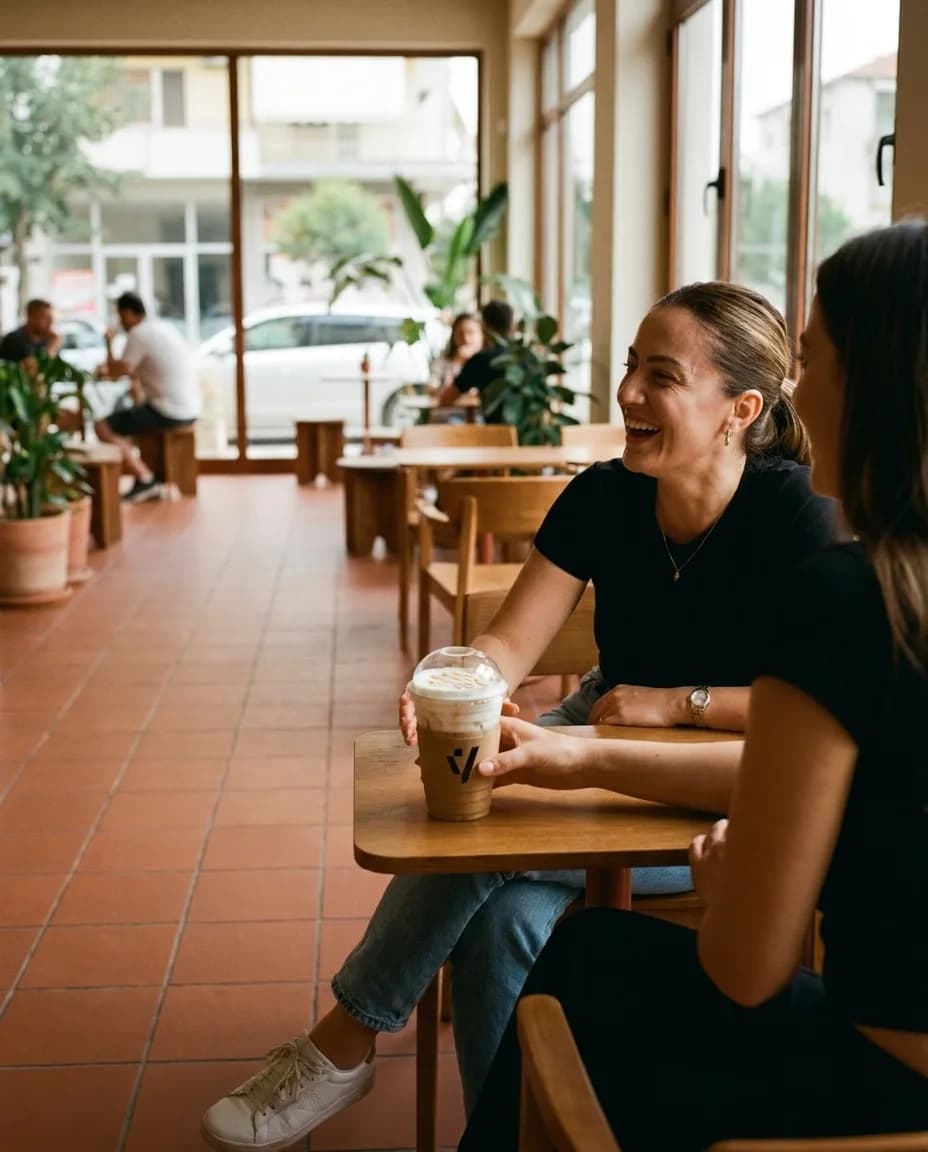 Freddo Kapuçino me Karamel — e ndarë në tavolinë kafeneje