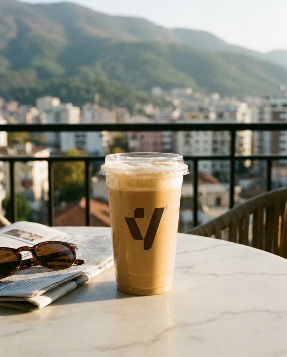 Freddo Espres me Baileys — në një tavolinë kafeneje në Tiranë