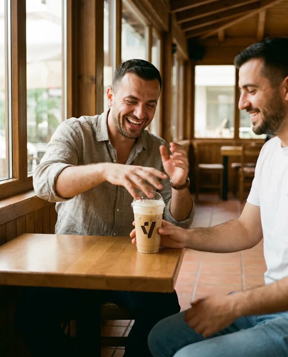 Freddo Espres me Baileys — e ndarë në tavolinë kafeneje
