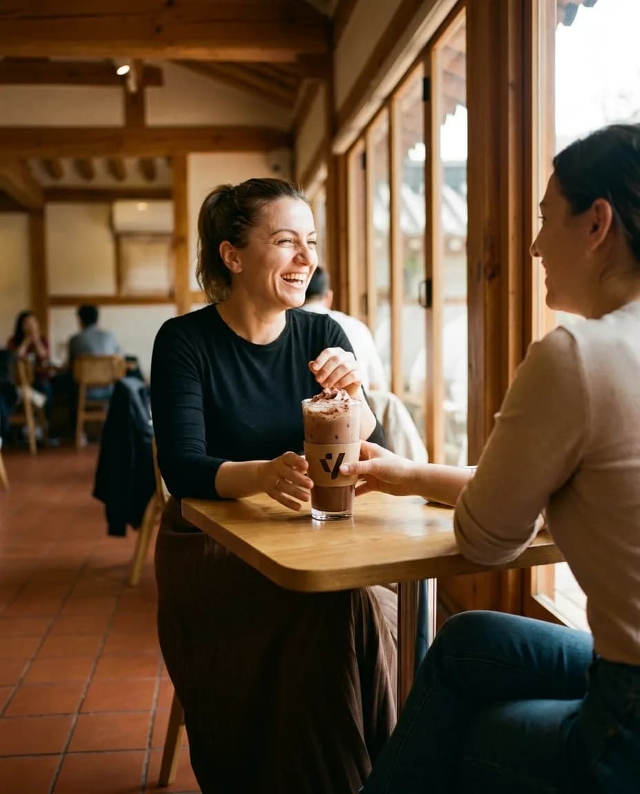 Çokollatë e Ftohtë — e ndarë në tavolinë kafeneje