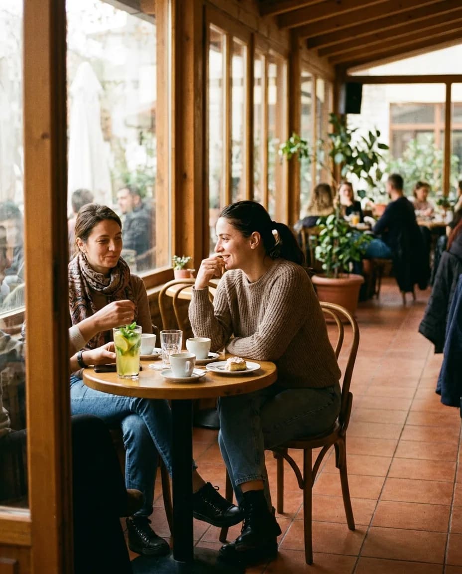 YAMAS Çaj i Ftohtë Jeshil me Limon dhe Mjaltë — e ndarë në tavolinë kafeneje