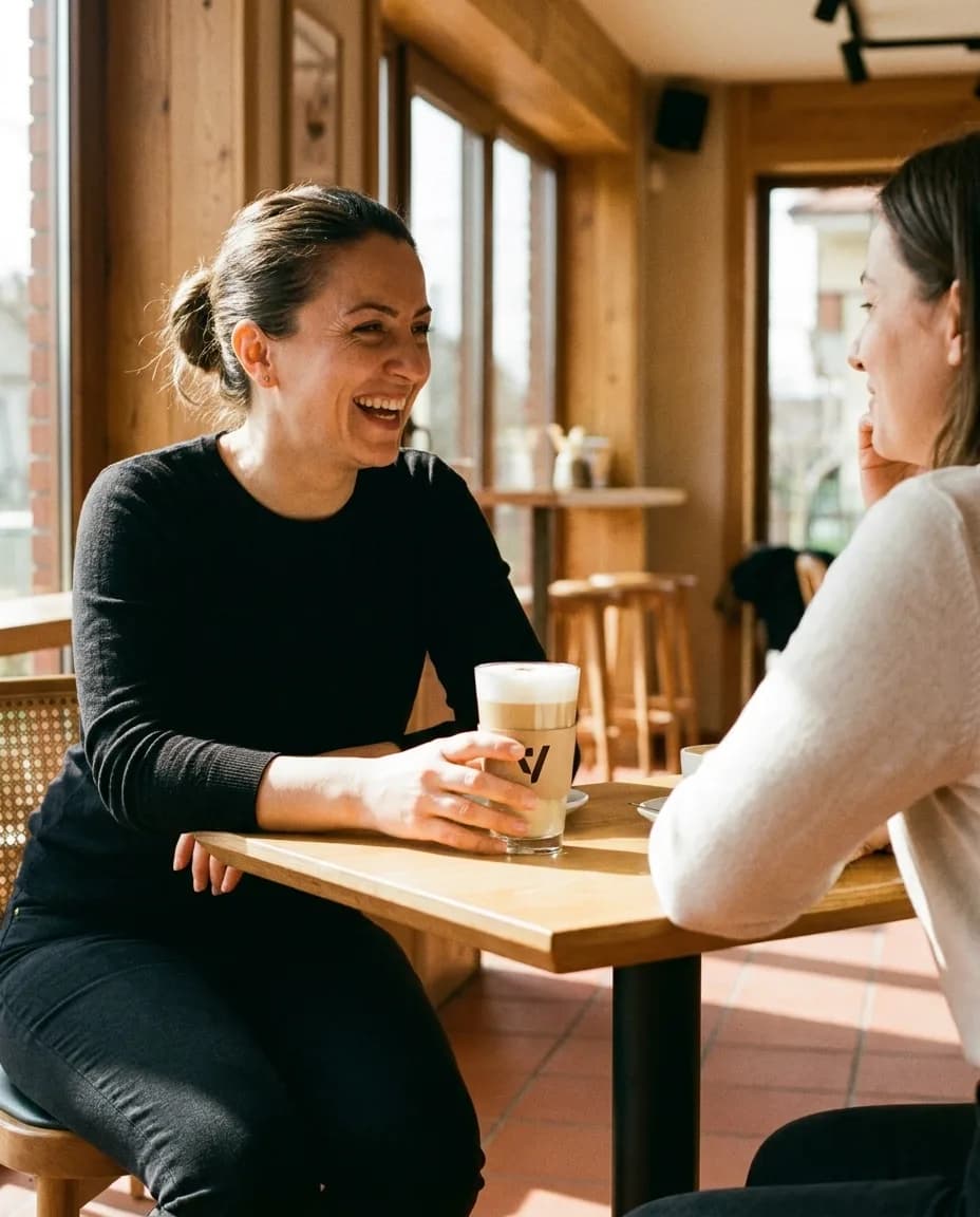 Kafe Latte e Ngrohtë — e ndarë në tavolinë kafeneje