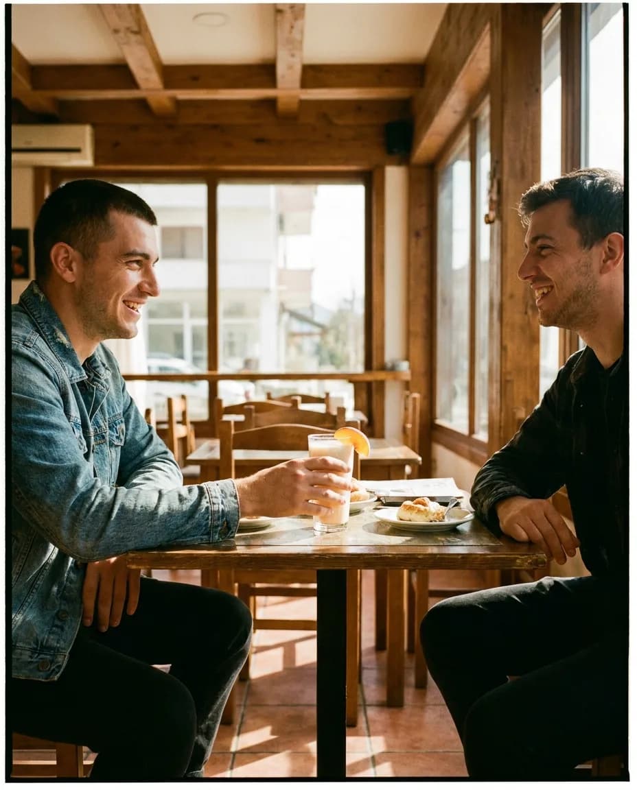 Santal Pjeshkë me Qumësht — e ndarë në tavolinë kafeneje