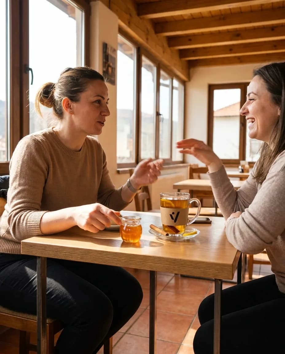 Çaj Bio Kanellë-Limon — e ndarë në tavolinë kafeneje