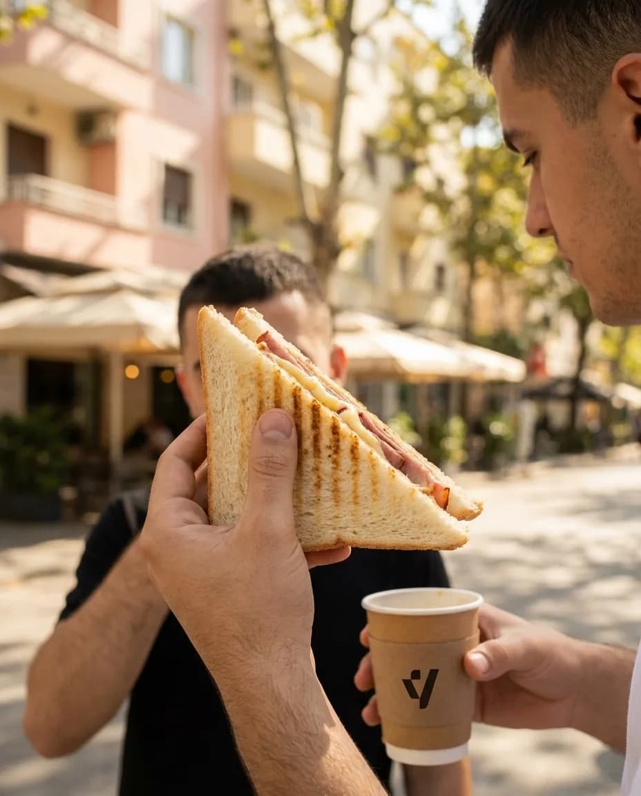 Tost me Proshutë Viçi — në dorë në një rrugë të Tiranës