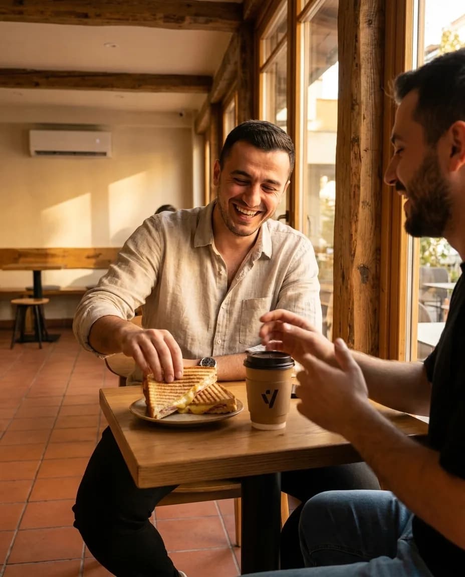 Tost me Proshutë Viçi — e ndarë në tavolinë kafeneje