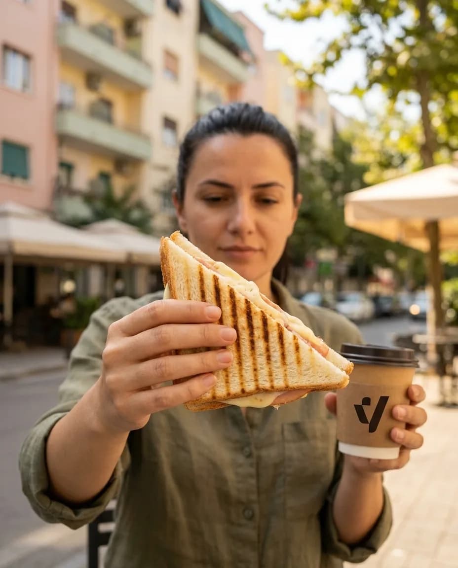 Tost me Proshutë Pule — në dorë në një rrugë të Tiranës