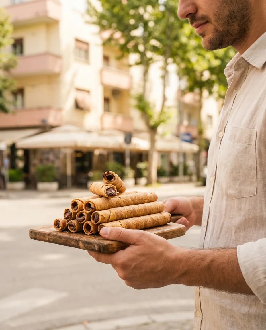 Vafer Caprice 250gr — në dorë në një rrugë të Tiranës