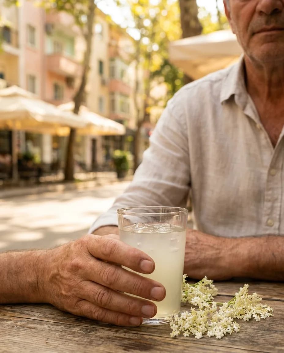 Franklin Limonatë me Lule Shtogu — në dorë në një rrugë të Tiranës