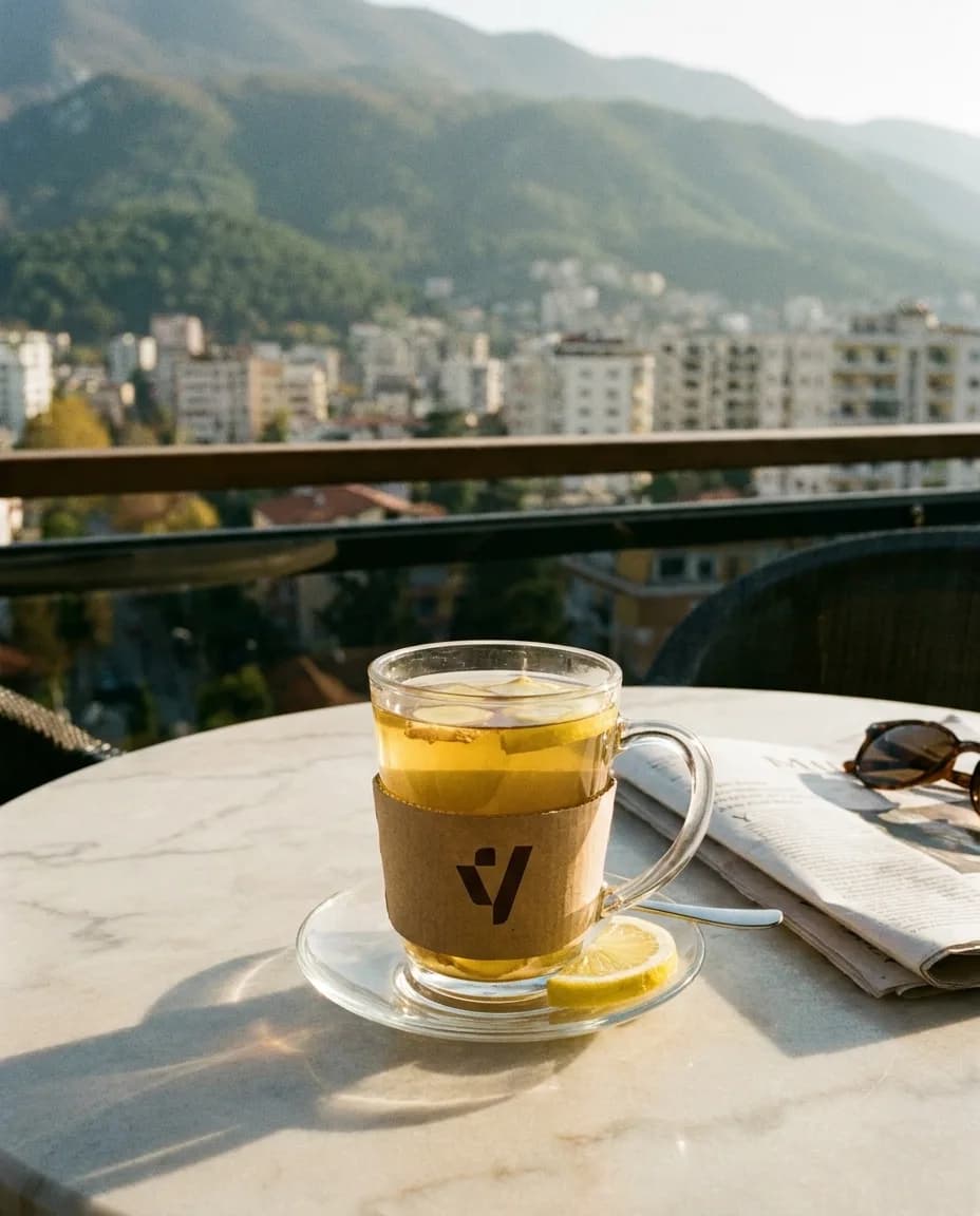 Çaj Bio Xhenxhefil — në një tavolinë kafeneje në Tiranë